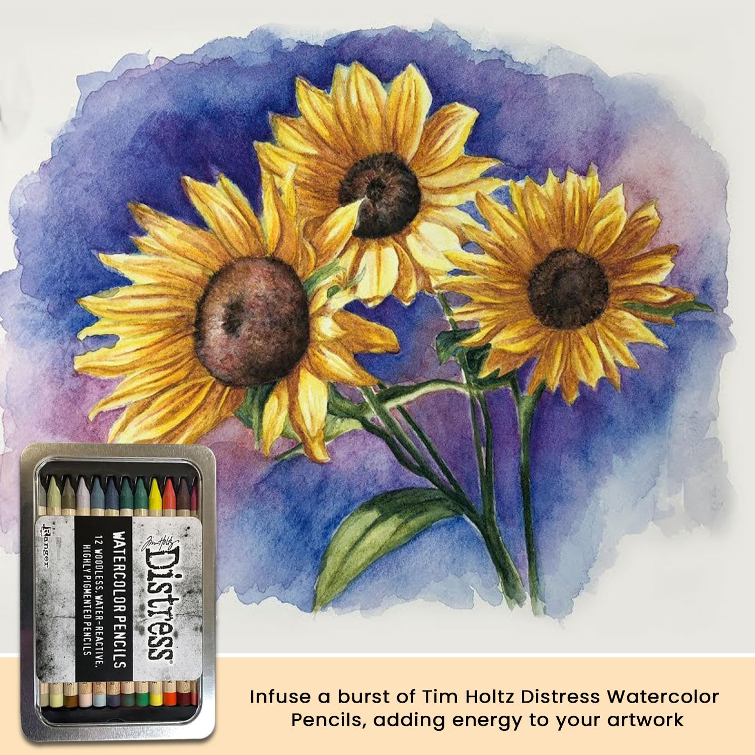 Amazon.com : Tim Holtz Ranger Distress Watercolor Pencil 12pc Set
